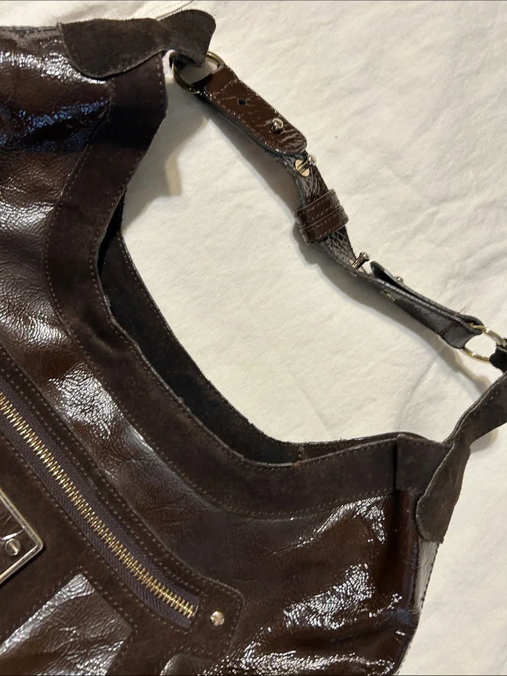 Anya Hindmarch Dark Brown Leather Messenger Shoulder Bag